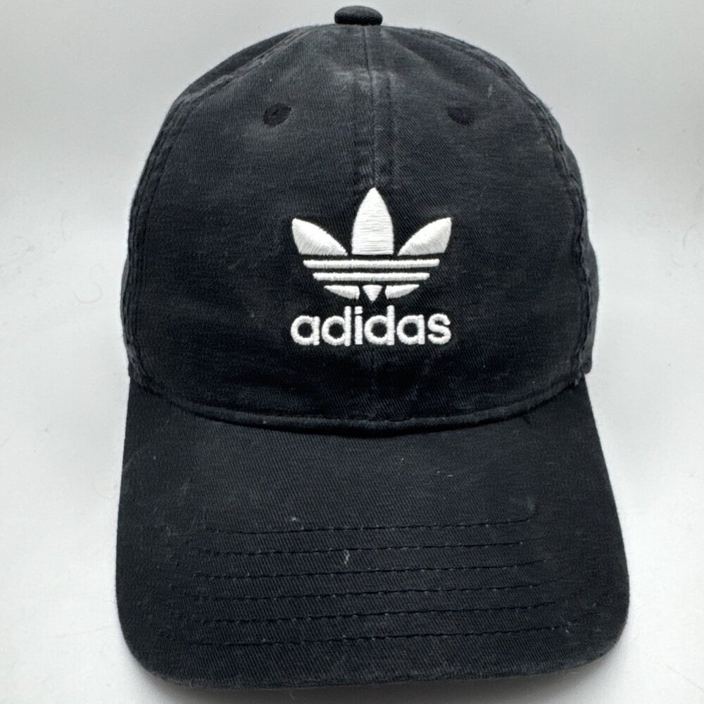 Adidas Hat Strap-back Black College Dad Style Cap Faded Adjustable